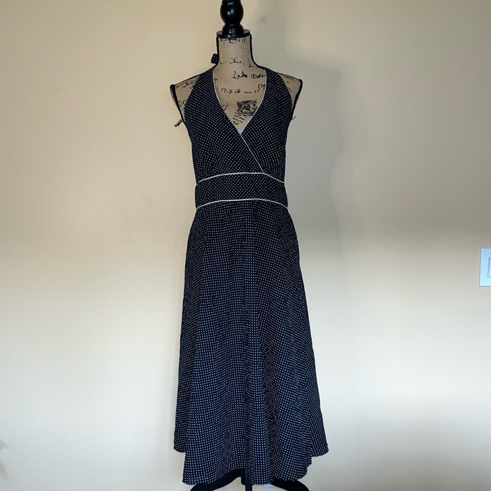 Style & Co. Black and White Polka Dot Halter Dress